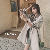 增XS现货2022秋中长款风衣假两件双层领Q555-P150-控208，女装风衣，浙宝256