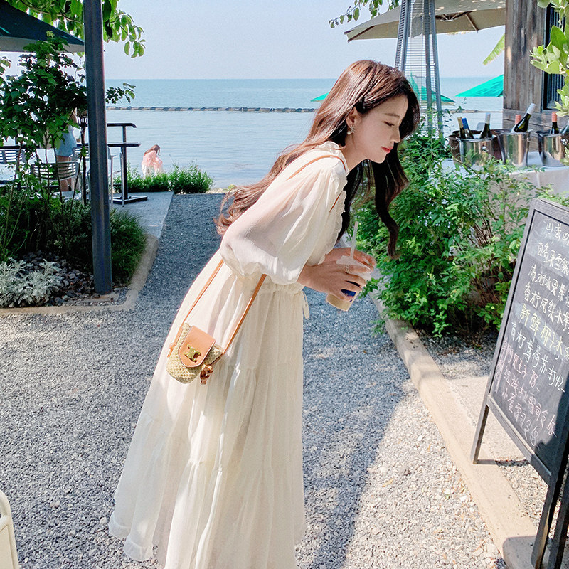 已出货2023夏新款中袖V领长裙雪纺连衣裙X370-P110-控168，女装连衣裙，浙宝256