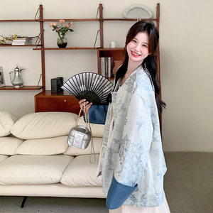 新中式水墨画外套女2025春季新款国风设计感气质小个子盘扣短外套图片