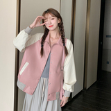 学院风减龄棒球服外套女2025春秋季新款韩版港风炸街撞色夹克上衣，女装短外套，浙宝256