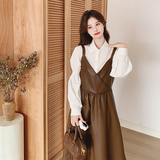 档口现货2026春吊带连衣裙皮衣皮裙有里布C180-P135-控218，女装连衣裙，浙宝256