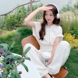 现货2023夏新款连帽短袖连体裤长裤X382-P120-控178，女装连体裤，浙宝256