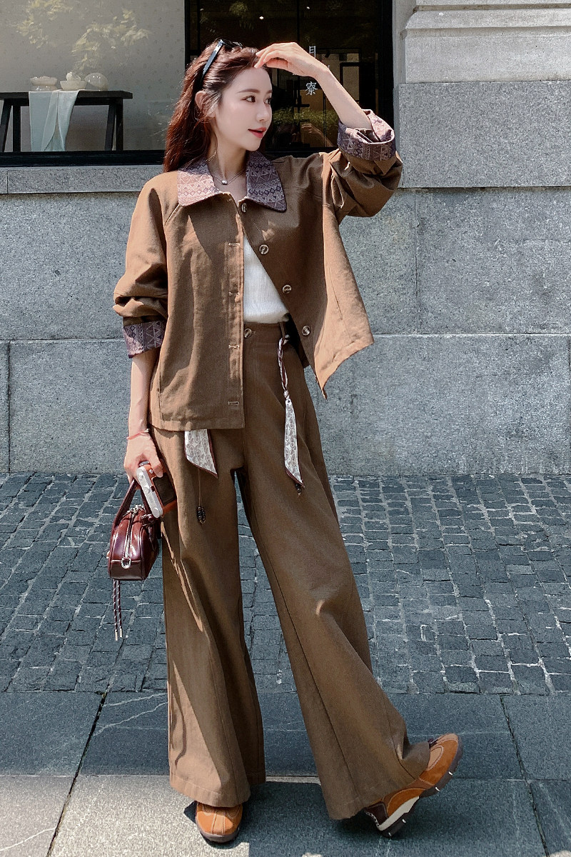 档口已现货2026春外套+裤套装配腰带Q622-P205-控328,女装套装/套裙,浙宝256