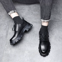 Martens, низкие короткие сапоги на платформе в английском стиле, трендовые короткие ботинки из мягкой кожи на скрытом каблуке, мужские туфли, из натуральной кожи, в британском стиле