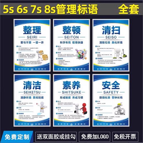 6S管理标语5S/7S/8S/10S企业文化宣传海报车间仓库展板挂图标识牌