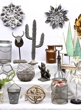 特价处理孤品集合--美式乡村风家居饰品铁艺木质做旧园艺杂货摆件