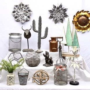 特价处理孤品集合--美式乡村风家居饰品铁艺木质做旧园艺杂货摆件