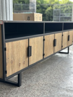 超特价!外贸原单 质感超好工业风+侘寂风复古铁木家具长柜电视柜