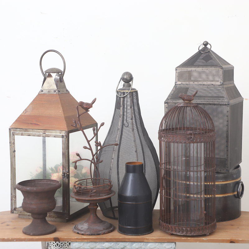 特价孤品集合--外贸复古家居庭院装饰品铁艺木质做旧园艺杂货摆件