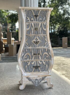 设计师款复古做旧雕花家具葫芦形五斗收纳柜雕刻仿古工艺大柜子