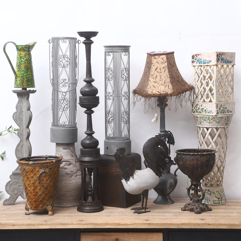 特价孤品集合--外贸复古家居庭院装饰品铁艺木质做旧园艺杂货摆件