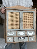 出口德国乡村风格 绝美实木复古藤编工艺壁柜挂柜吊柜多功能挂墙柜