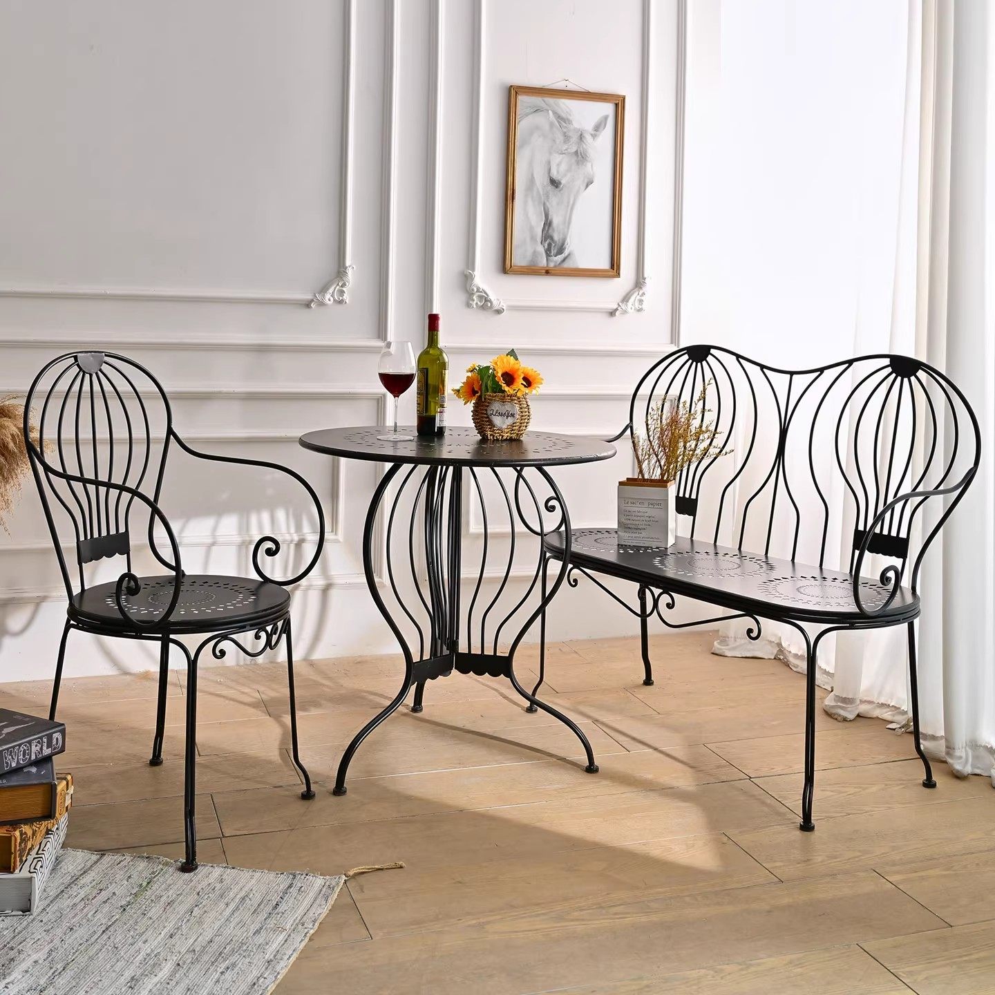 美式复古铁艺桌椅休闲桌椅咖啡厅桌椅户外桌椅组合复古桌椅工业风