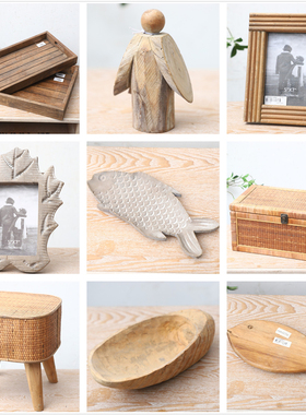 美式乡村风复古家居庭院装饰品铁艺实木做旧杂货摆件工艺品孤品