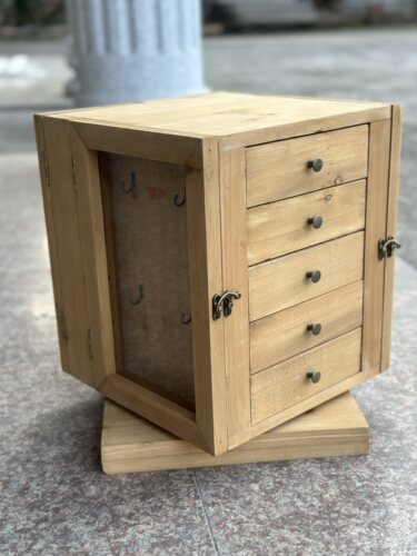 出口德国原单创意可四面旋转实木工艺复古藏宝盒首饰柜仿古百宝箱