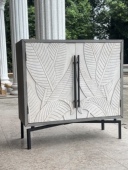 超特价 外贸复古做旧雕花家具绝美芭蕉叶浮雕工艺仿古大柜玄关柜