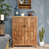 超特价 柜收纳架置物柜储物柜大容理玄关柜 复古实木双开门四层鞋