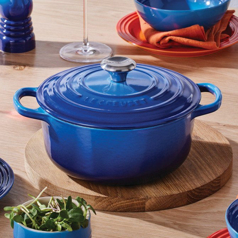 原装进口法国酷彩Le Creuset珐琅铸铁锅S级圆形锅炖煮汤煲马赛蓝