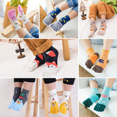 春秋冬儿童纯棉中筒五指袜 男女童矫正脚趾袜子卡通可爱分脚趾袜