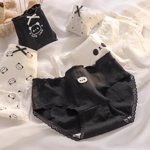 抗菌新款裆女士内裤纯棉透气可爱提花中腰透气A类三角裤头5条01