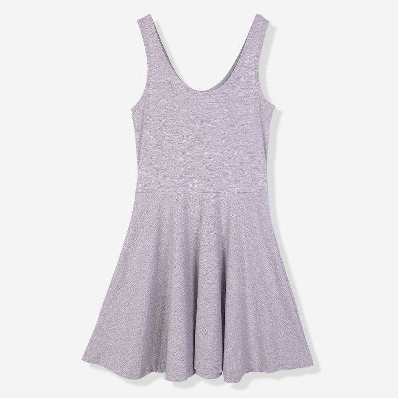 2025新款女装浅灰色无袖连衣裙简约风格修身显瘦气质百搭学生短裙