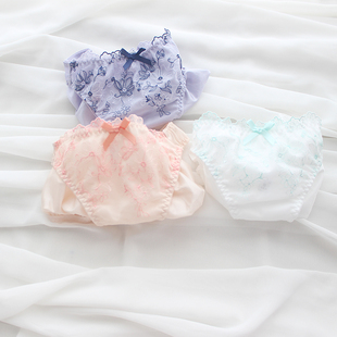 舒适低腰速干女士三角裤 日系少女甜美经编内裤 包臀无痕 包邮 满38