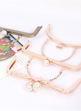 DIY手工竹节荷花头珍珠手提金色手挽口金16.5cm20cm25厘米送纸型