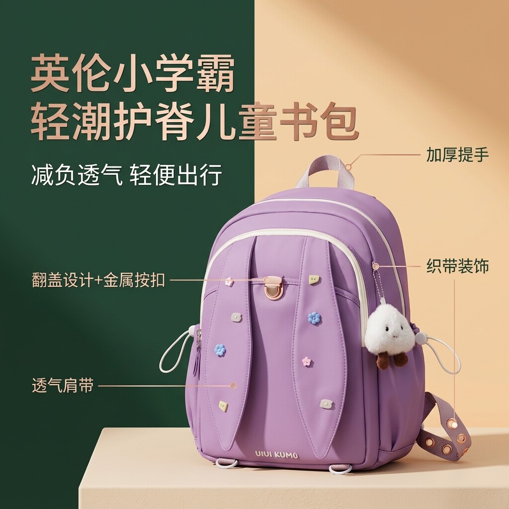 UIUIKUMO可爱兔耳朵书包大容量