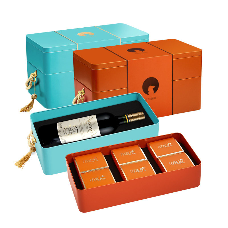 美立品中秋月饼双层12粒装礼品盒包装盒红色装高档盒子酒店大堂