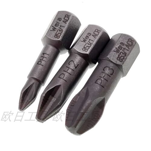 德国WERA防滑槽十字螺丝批头1/4