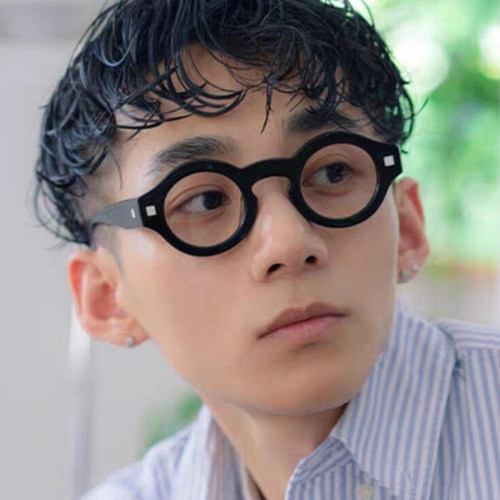 高清老花镜个性小框圆框平光宽腿
