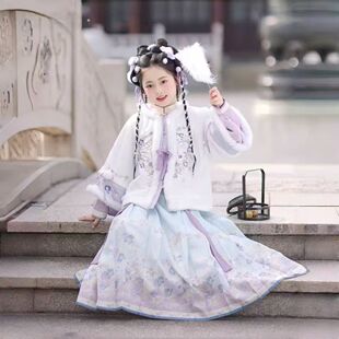女童汉服2026新款冬季儿童古风超仙国风唐装明制马面裙加绒唐装