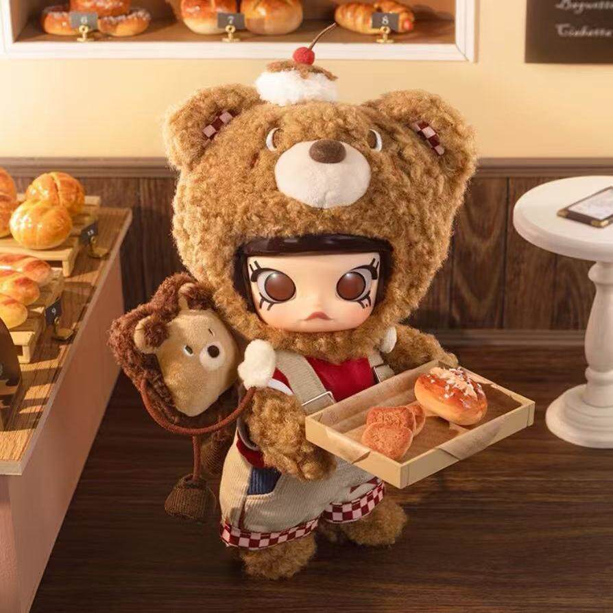 POPMART泡泡玛特MOLLY小熊面包1/8可动人偶BJD玩具娃娃潮玩摆件