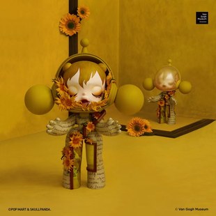 熊玩 泡泡玛特SKULLPANDA梵高博物馆·向日葵SP大娃MEGA珍藏摆件