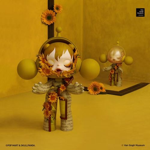熊玩 泡泡玛特SKULLPANDA梵高博物馆·向日葵SP大娃MEGA珍藏摆件