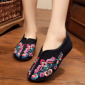超软平底二棉鞋 老北京布鞋 女棉鞋 薄绒保暖民族风绣花鞋 加大码