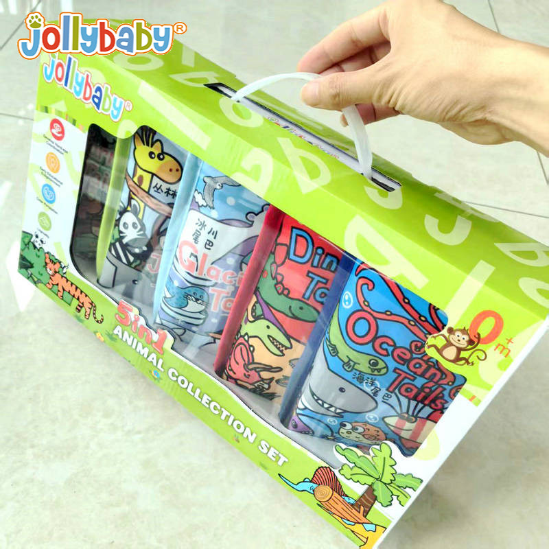 Jollybaby宝宝动物布书尾巴大集合礼盒撕不烂早教益智婴幼儿玩具1