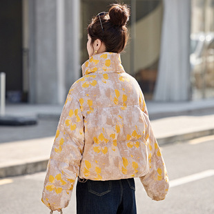 新中式 洋气国风提花保暖白鸭绒外套BX6171 立领羽绒服女2025冬季