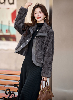 2025秋冬季新款加厚毛绒绒宽松保暖上衣小个子时尚气质外套HE5513
