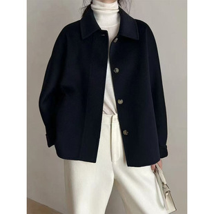 双面羊绒大衣女短款冬季百分百纯山羊绒加厚宽松毛呢外套女感