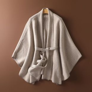斗篷披肩外套羊绒杉女毛衣系带宽松针织衫加厚开衫秋冬新品