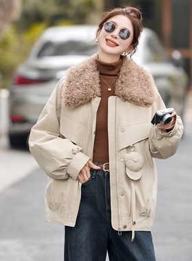 派克服羽绒服2025冬装新款大毛领可脱卸时尚保暖大衣外套CY8176