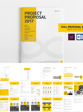 Indesign/Word模板A4 36P竖版VI品牌产品提案手册设计ID设计素材