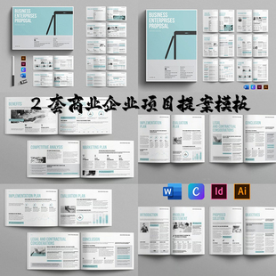 Indesign Word Canva模板2套A4 商业企业项目提案简介营销画册