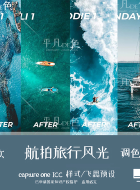 capture one样式 旅行航拍风光人像蓝色调色滤镜c1飞思预设CO949