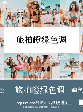 captureone样式 旅拍人像橙绿色调胶片调色滤镜 C1飞思预设CO735