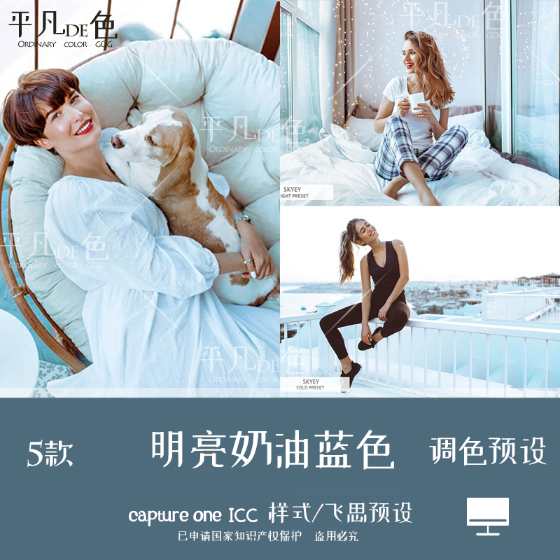 capture one样式 明亮奶油蓝褪色低饱合调色滤镜 c1飞思预设CO790