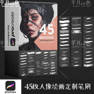 Procreate笔刷 45款人像绘画定制笔触皮肤毛发IPAD大师级画板732