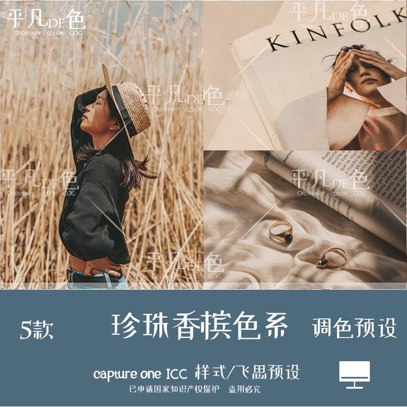 capture one样式英伦香槟金静物人像旅拍调色滤镜C1飞思预设CO711