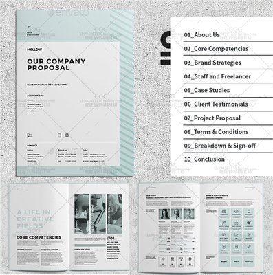 Indesign/Word模板A4 32P竖版企业提案VI品牌手册画册杂志素材